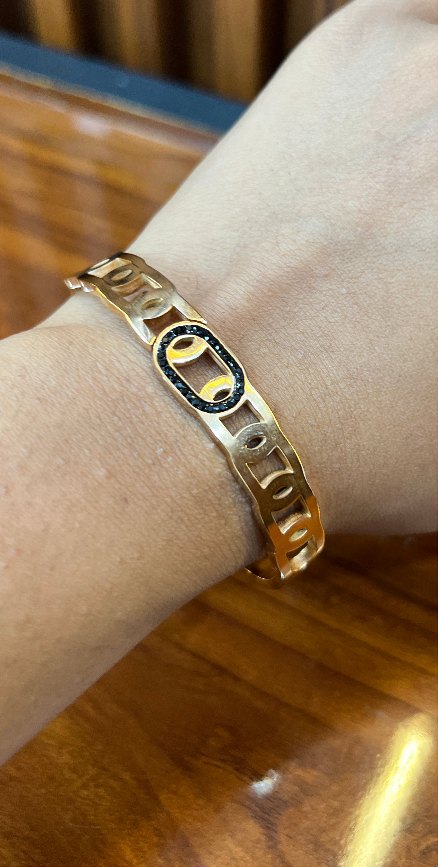 Elegant Black Enamel Link Bracelet