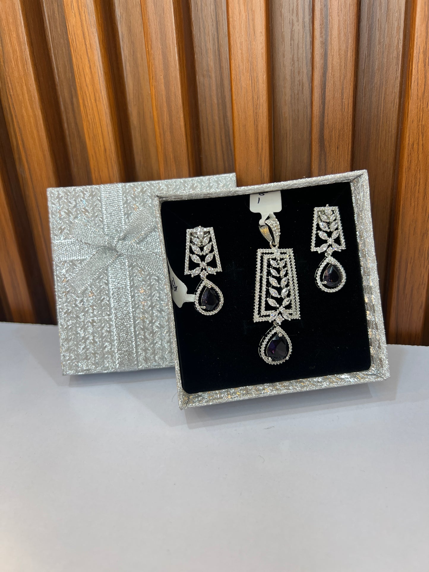 Midnight Bloom CZ Pendant Set