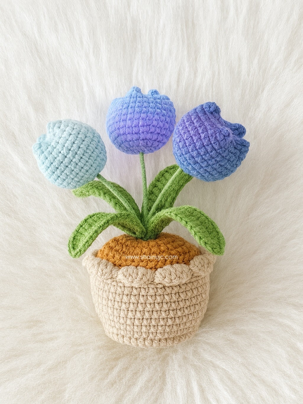 Blue Blossom Triple Tulip Pot