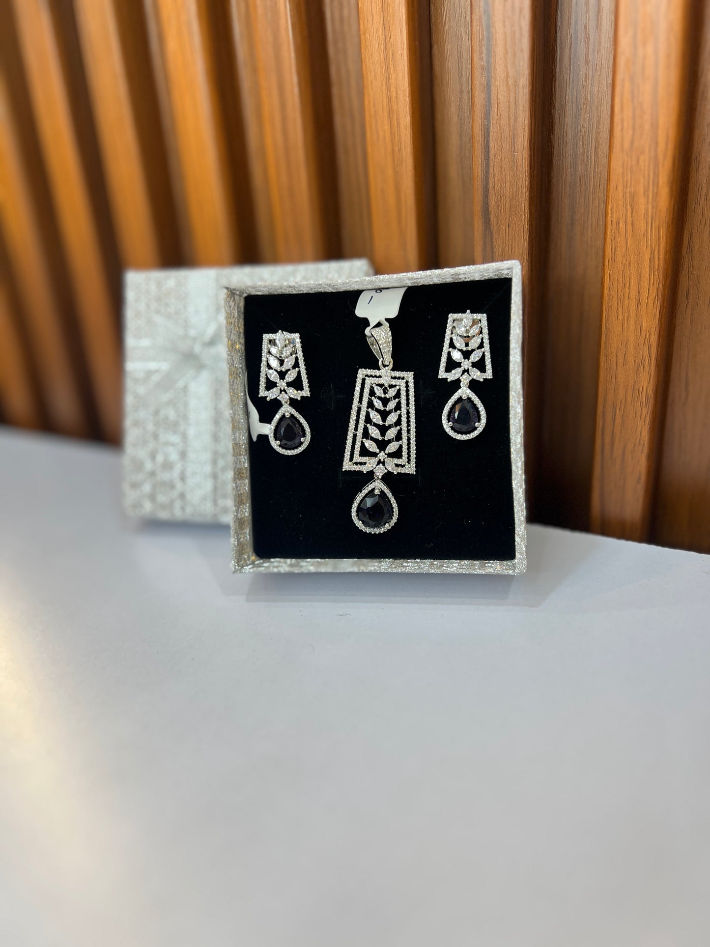 Midnight Bloom CZ Pendant Set