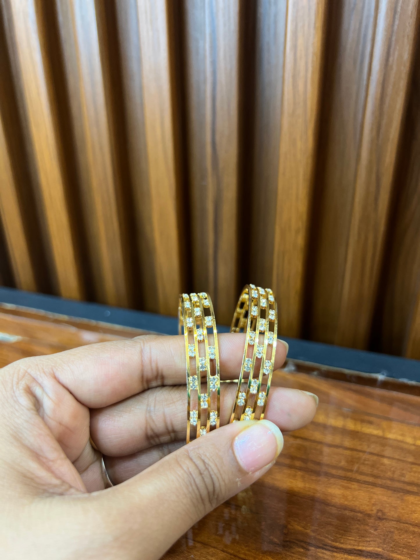 Royal Radiance Triple-Striped Gold Bangles