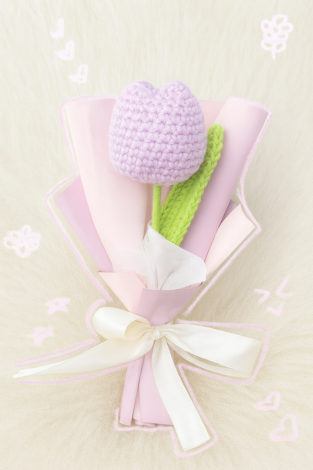 Single Lavender Crochet Tulip Bouquet