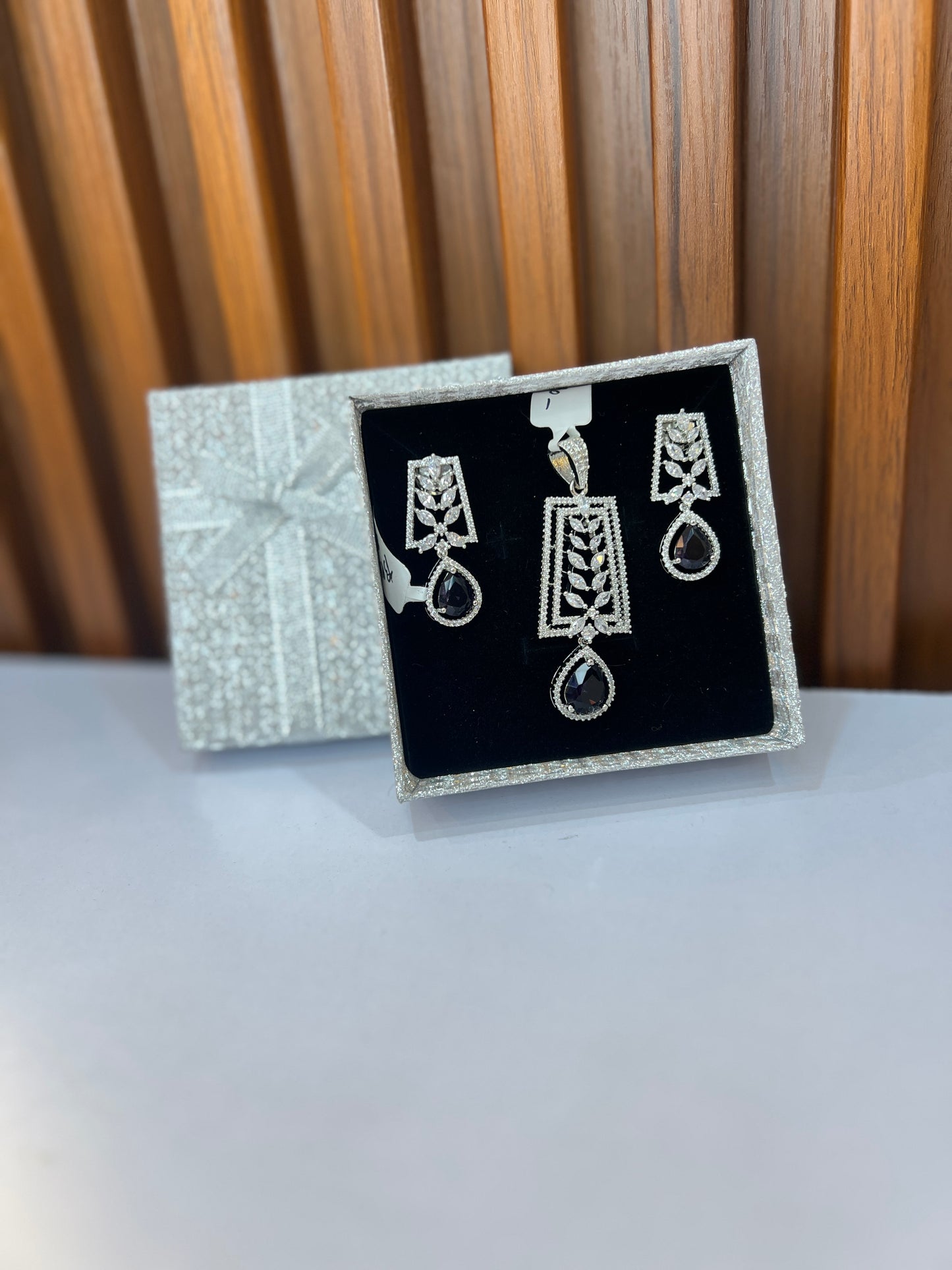 Midnight Bloom CZ Pendant Set