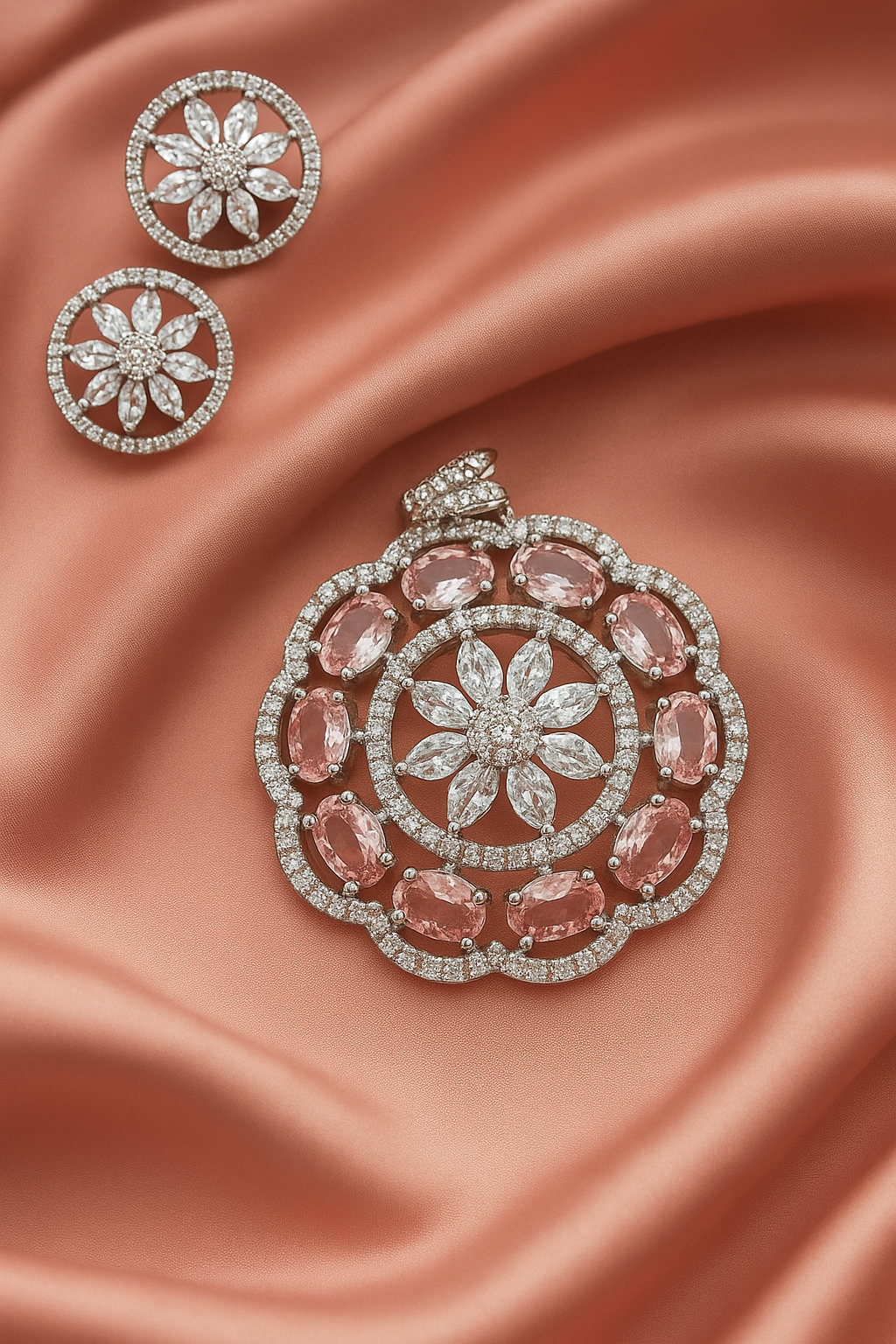 Blush Blossom Pendant & Earrings Set