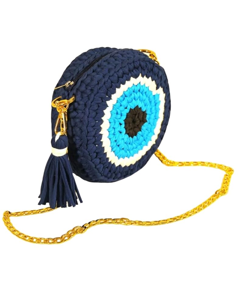 Evil Eye Round Crochet Sling Bag