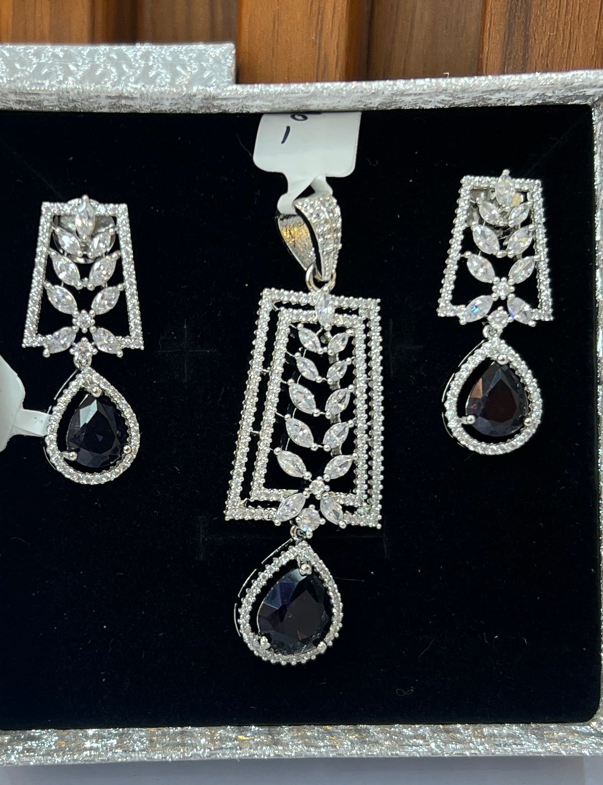 Midnight Bloom CZ Pendant Set