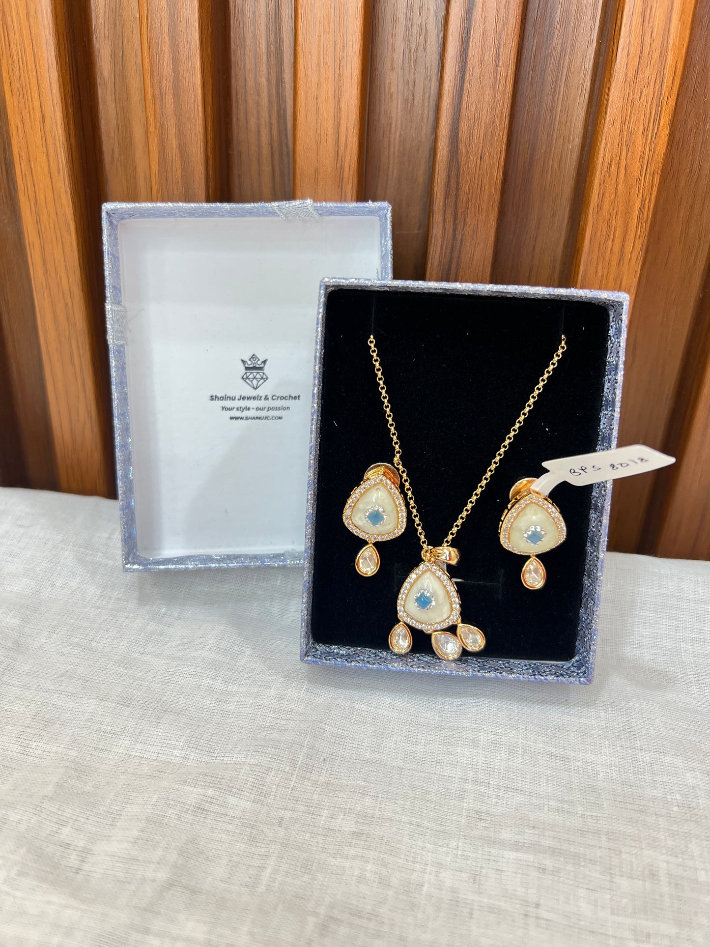 Blue Stone Gold-Plated Pendant Set