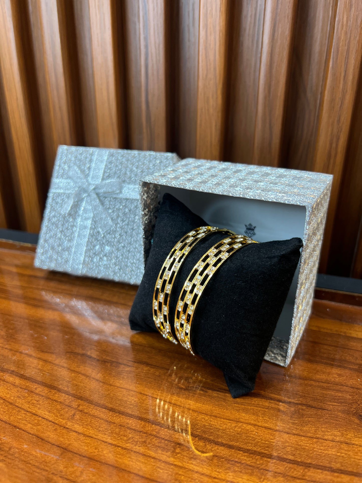 Royal Radiance Triple-Striped Gold Bangles