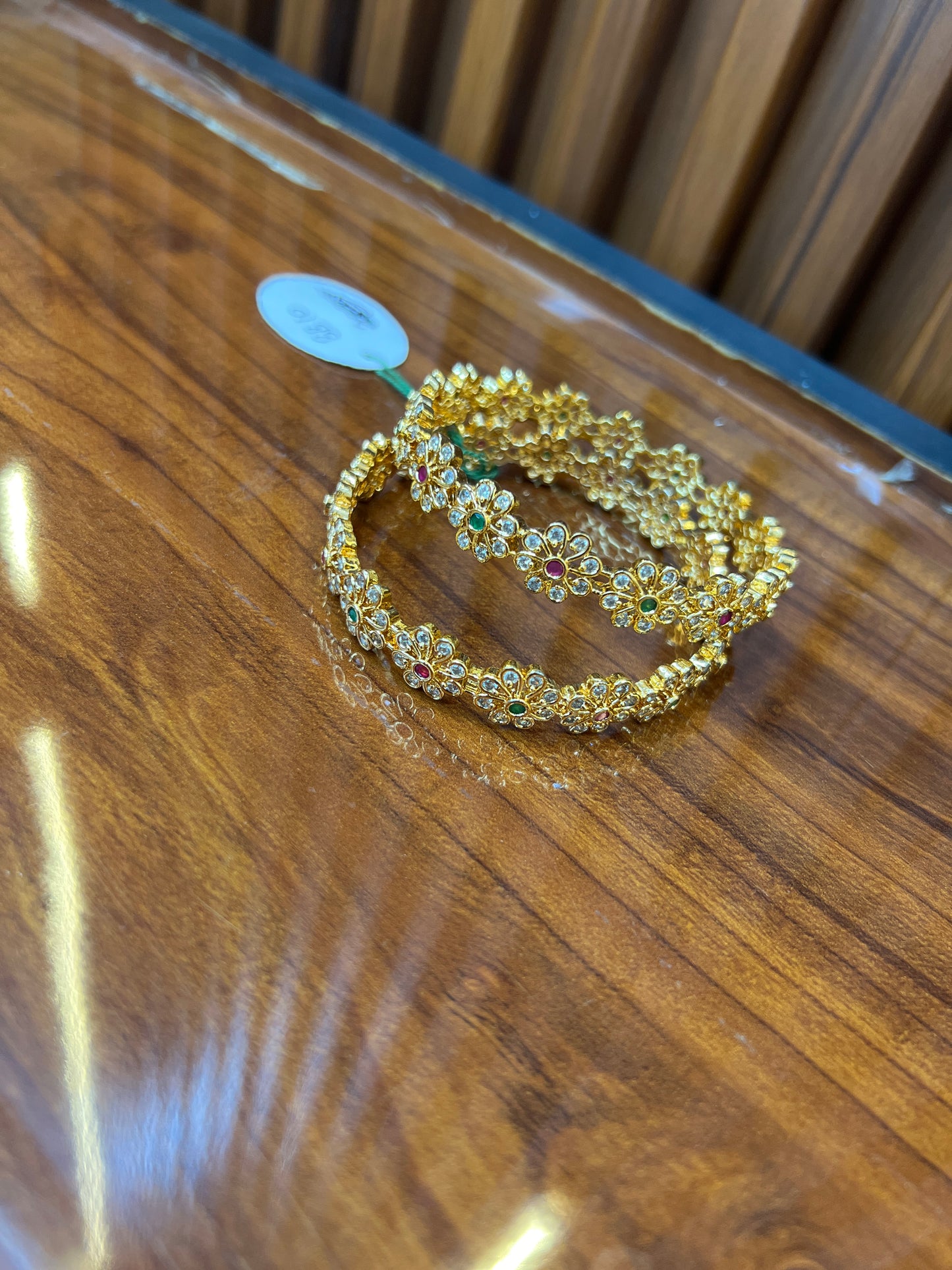 Floral Gold Bangles with a Sparkly Twist