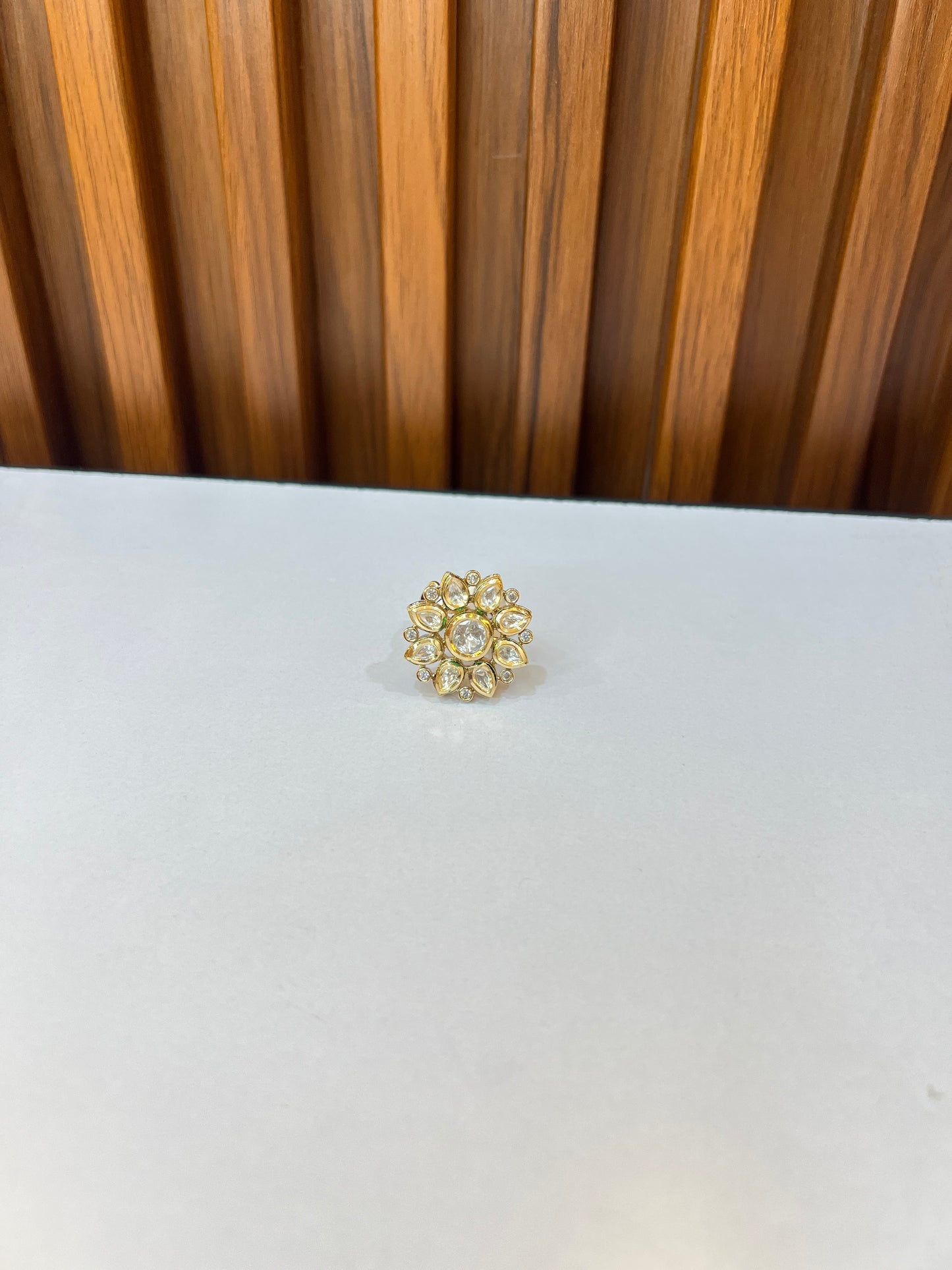 Radiant Floral Kundan Statement Ring
