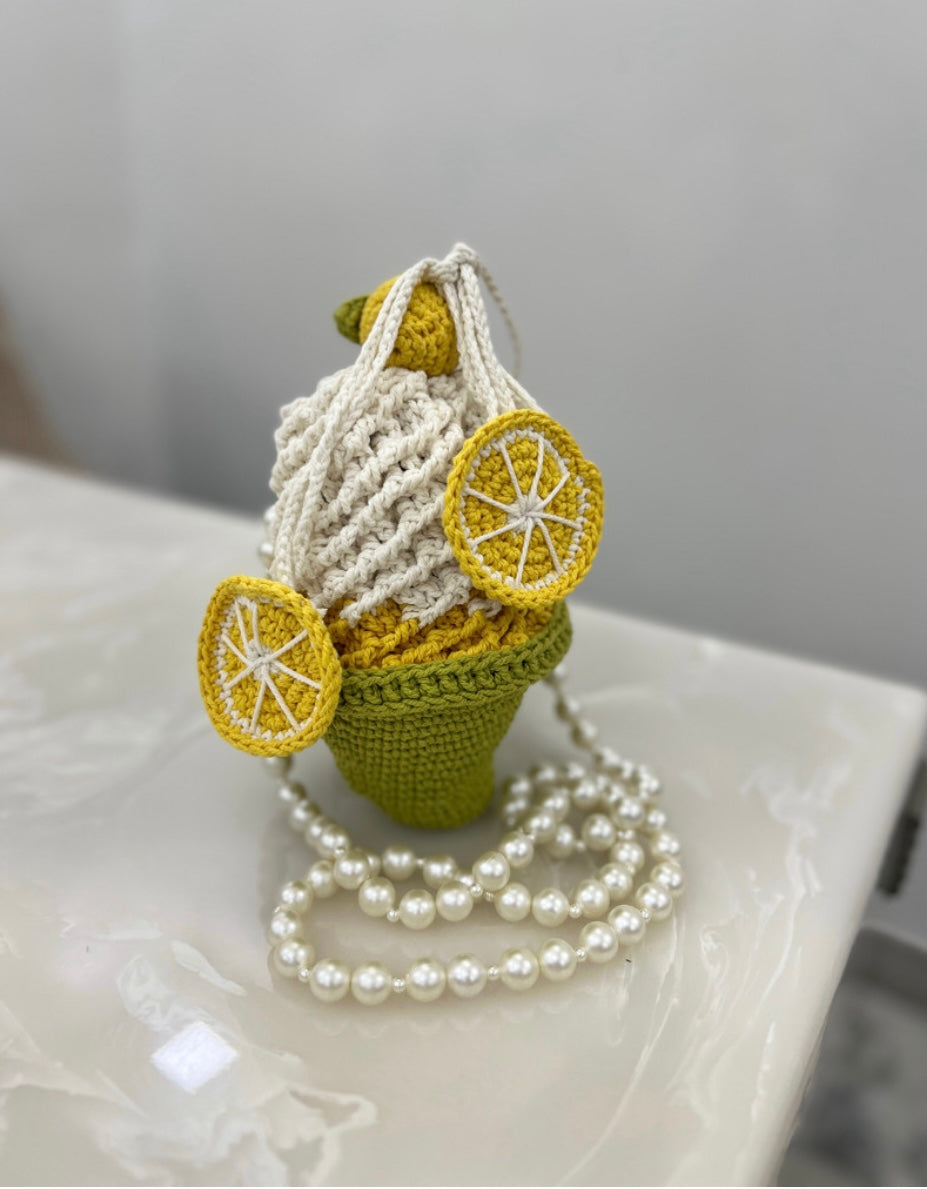 Lemon Swirl Crochet Sling Bag