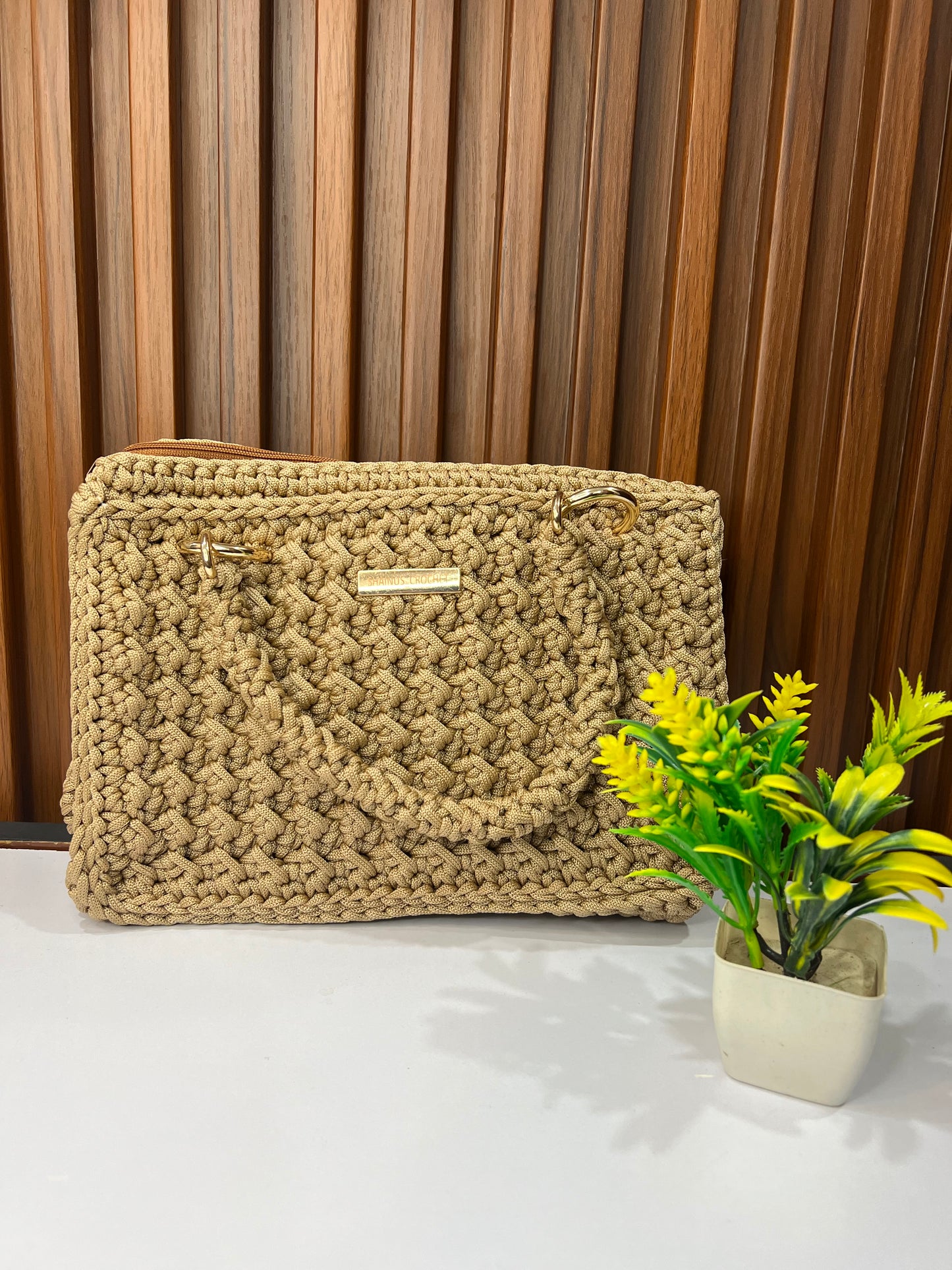 Sandstone Luxe Crochet Handbag