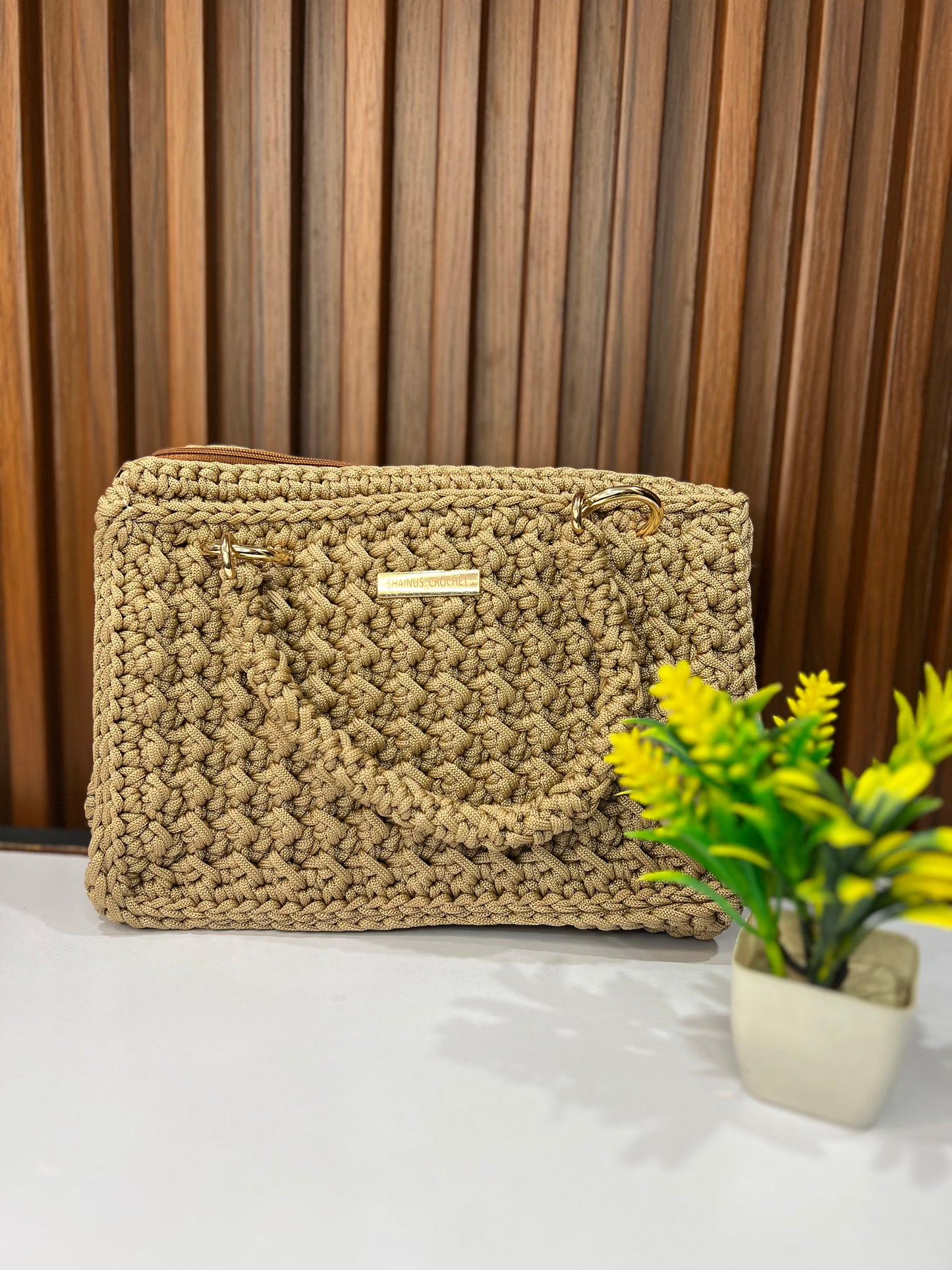 Sandstone Luxe Crochet Handbag