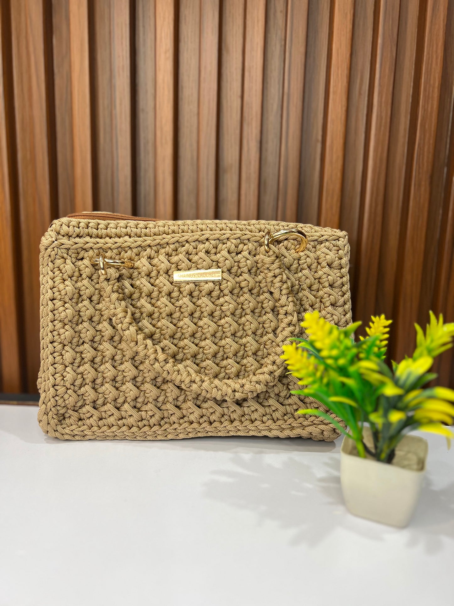 Sandstone Luxe Crochet Handbag