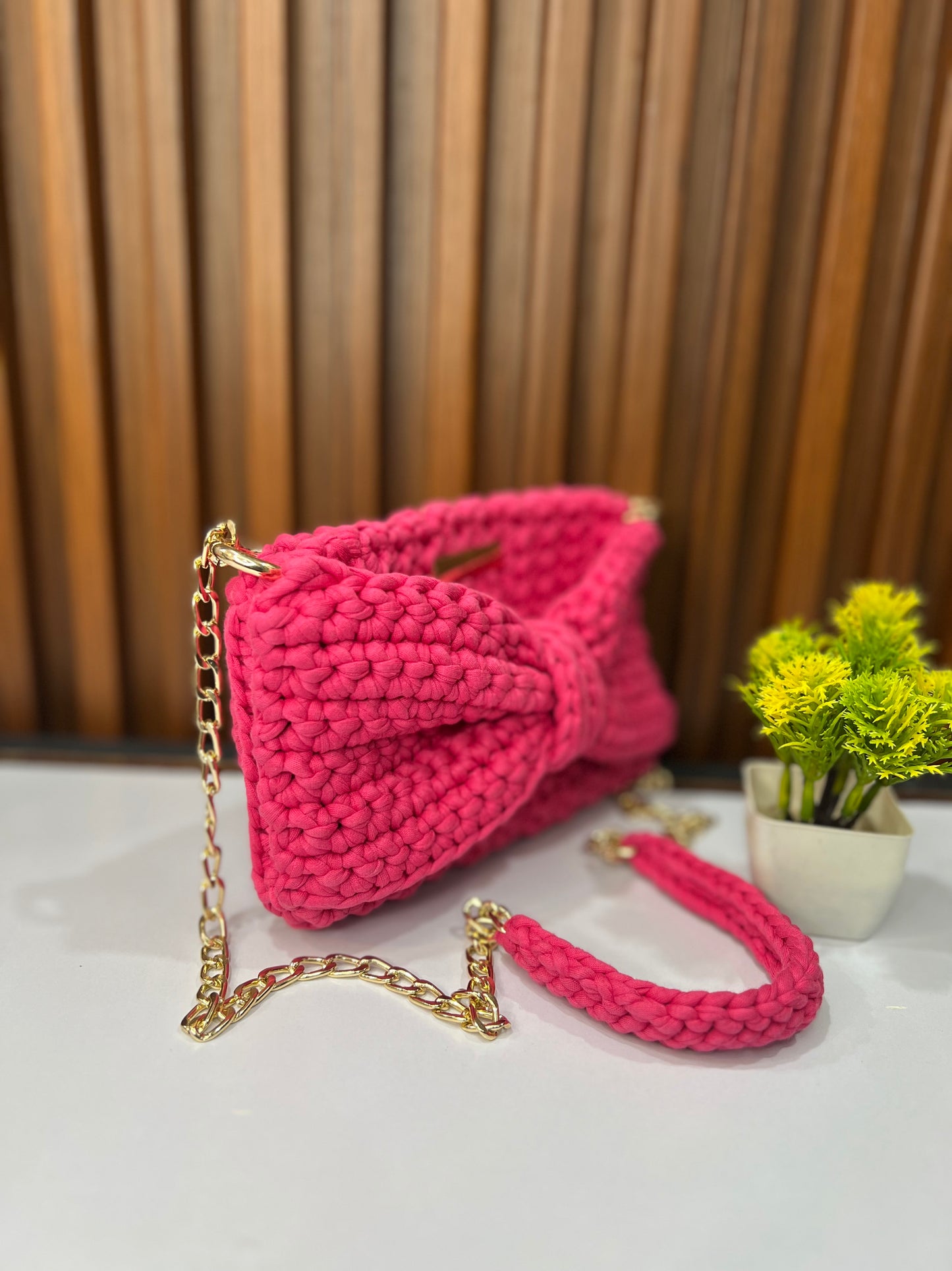 Pink Bow Bliss Crochet Sling