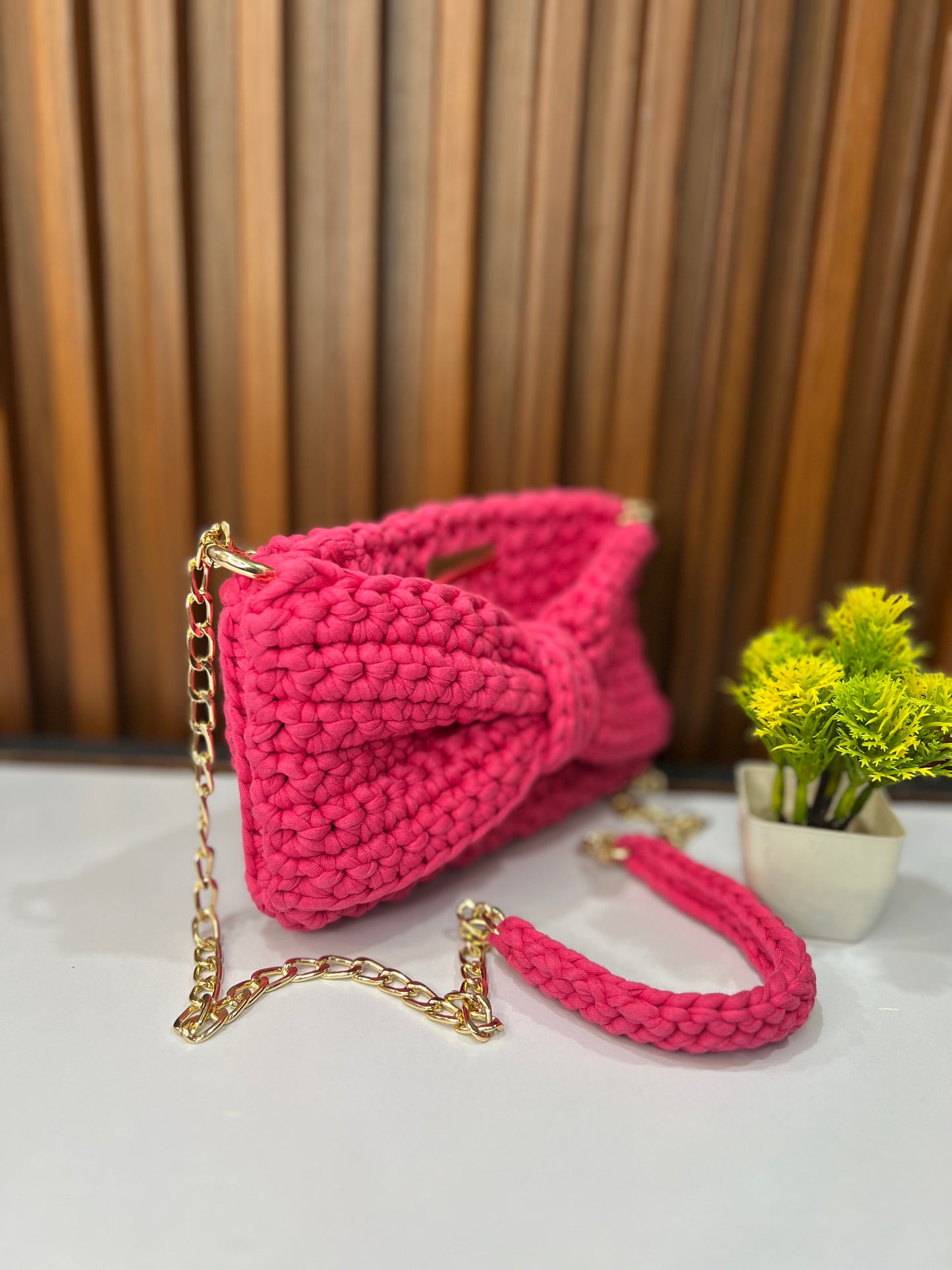 Pink Bow Bliss Crochet Sling