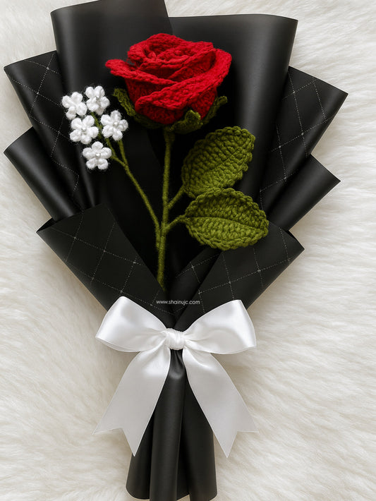 Crochet Red Rose Bouquet