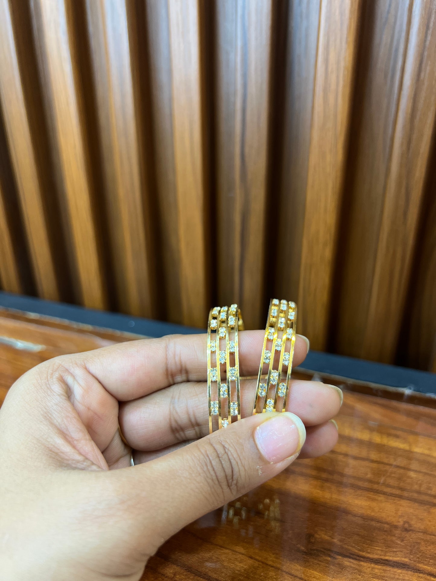 Royal Radiance Triple-Striped Gold Bangles