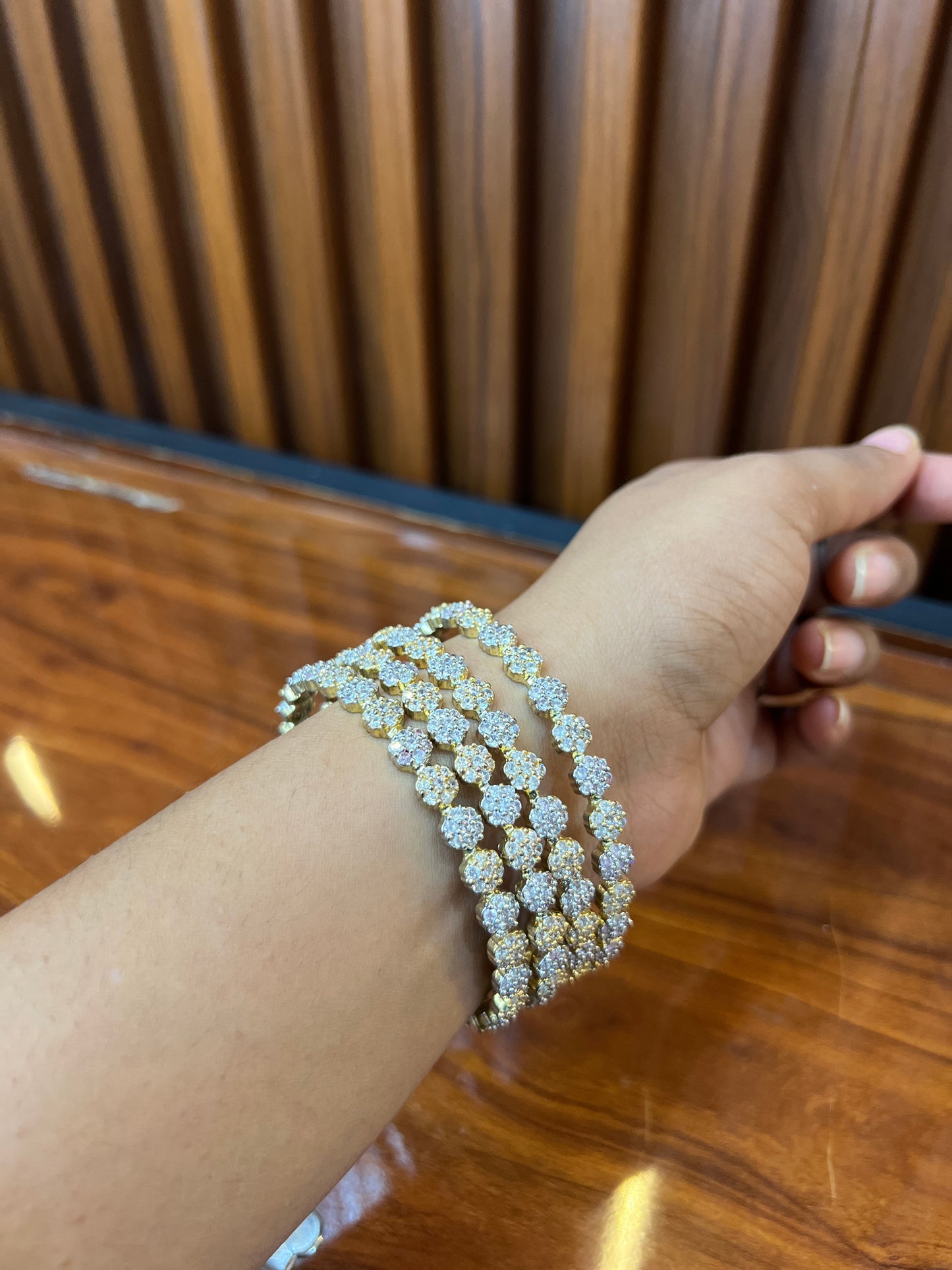 Elegant Floral Sparkle Bangle Set