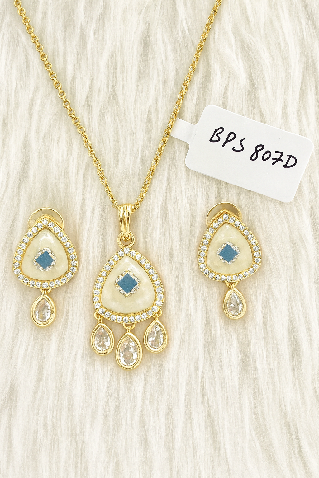 Blue Stone Gold-Plated Pendant Set