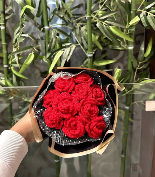 Crochet Red Rose Bouquet – Eternal Love Gift