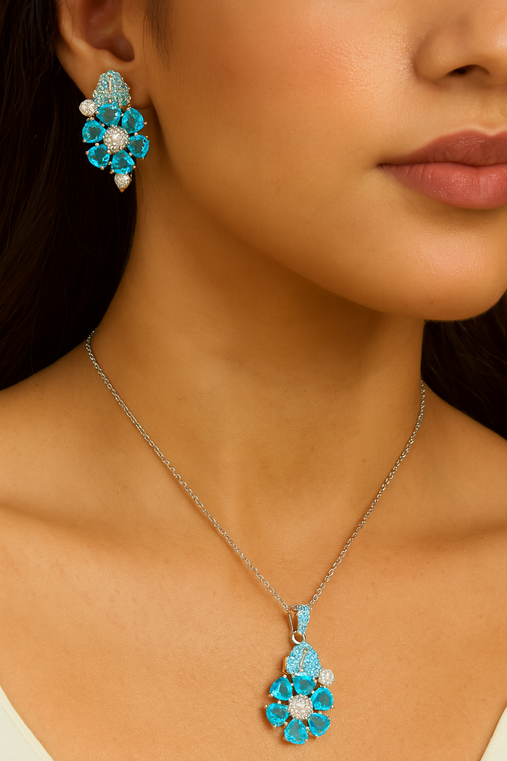 Blue Blossom Pendant Set