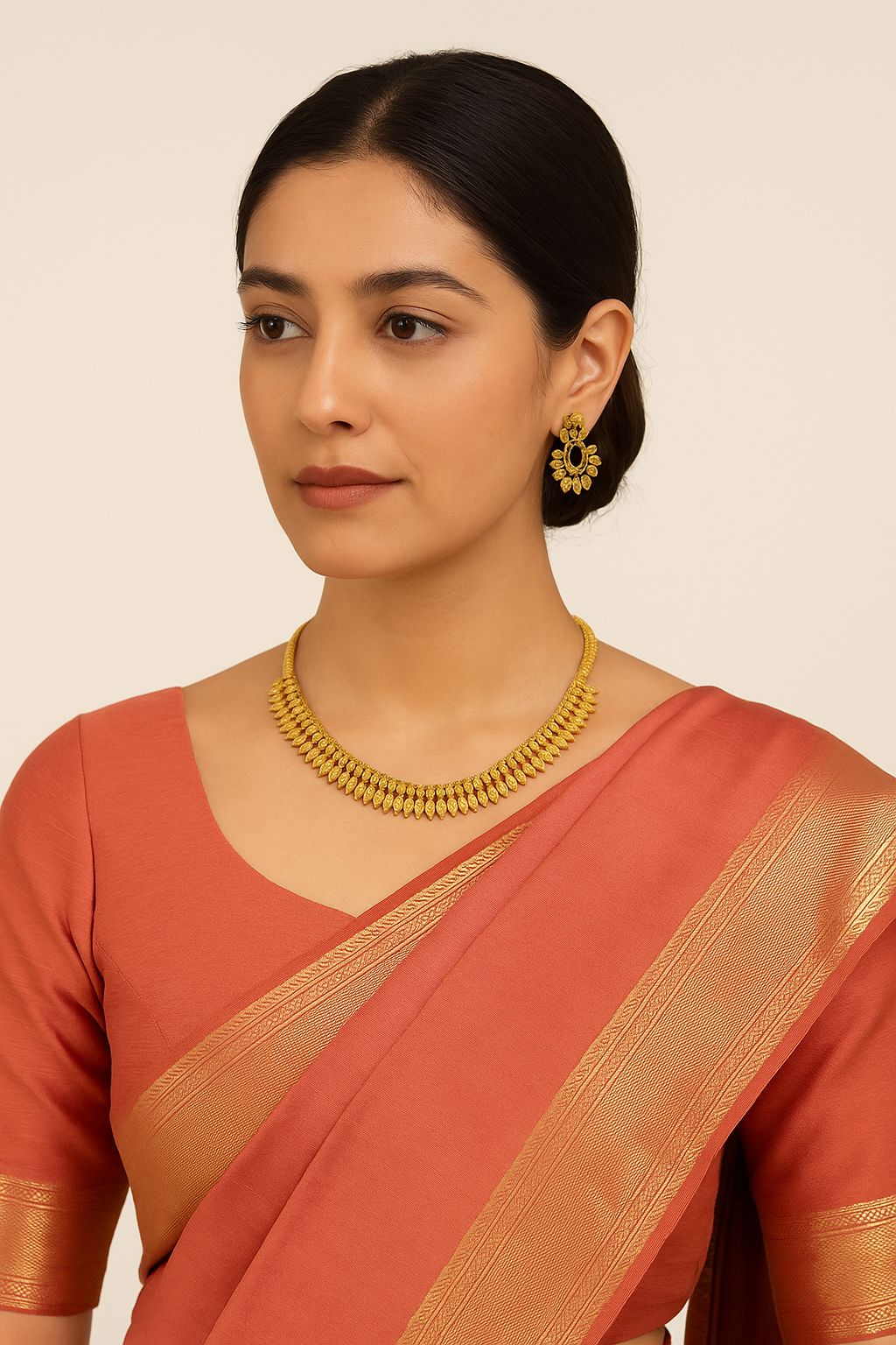 Elegant Matte Temple Necklace Set