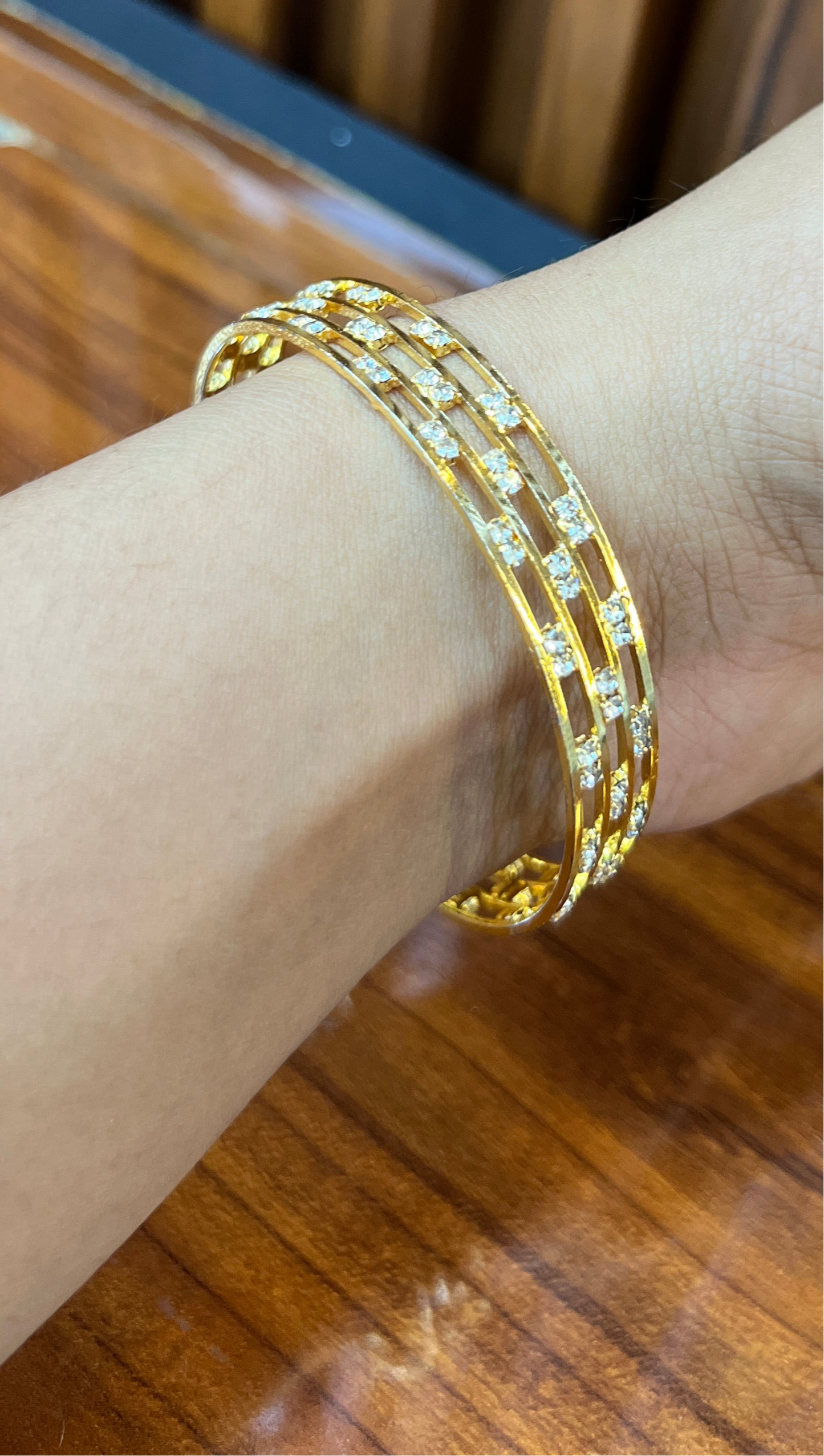 Royal Radiance Triple-Striped Gold Bangles