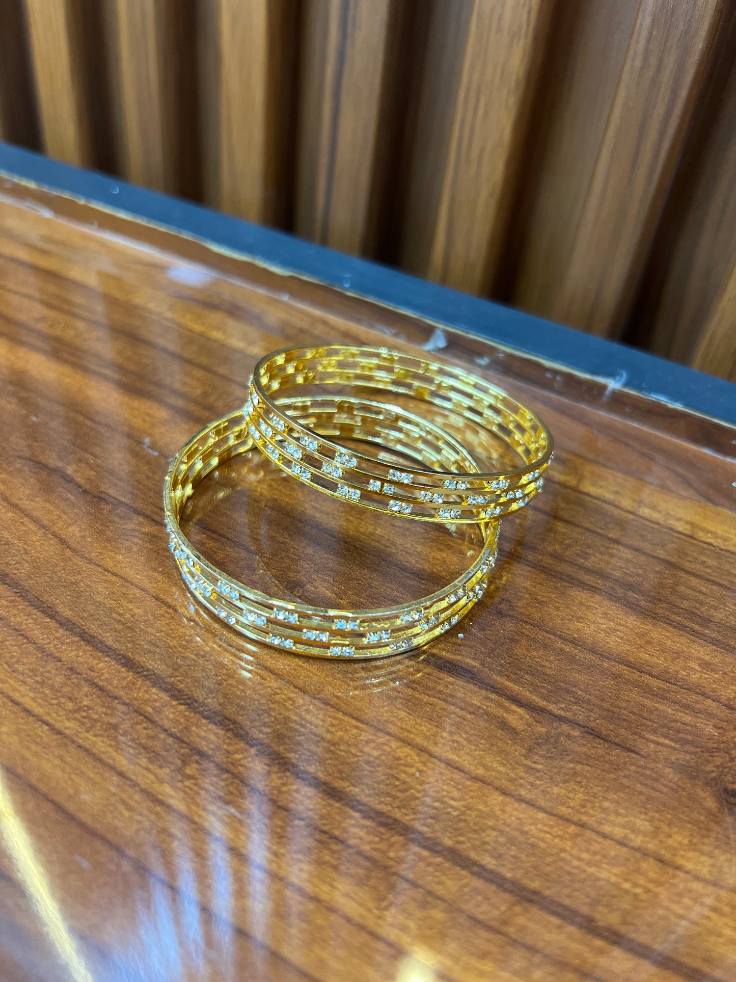Royal Radiance Triple-Striped Gold Bangles