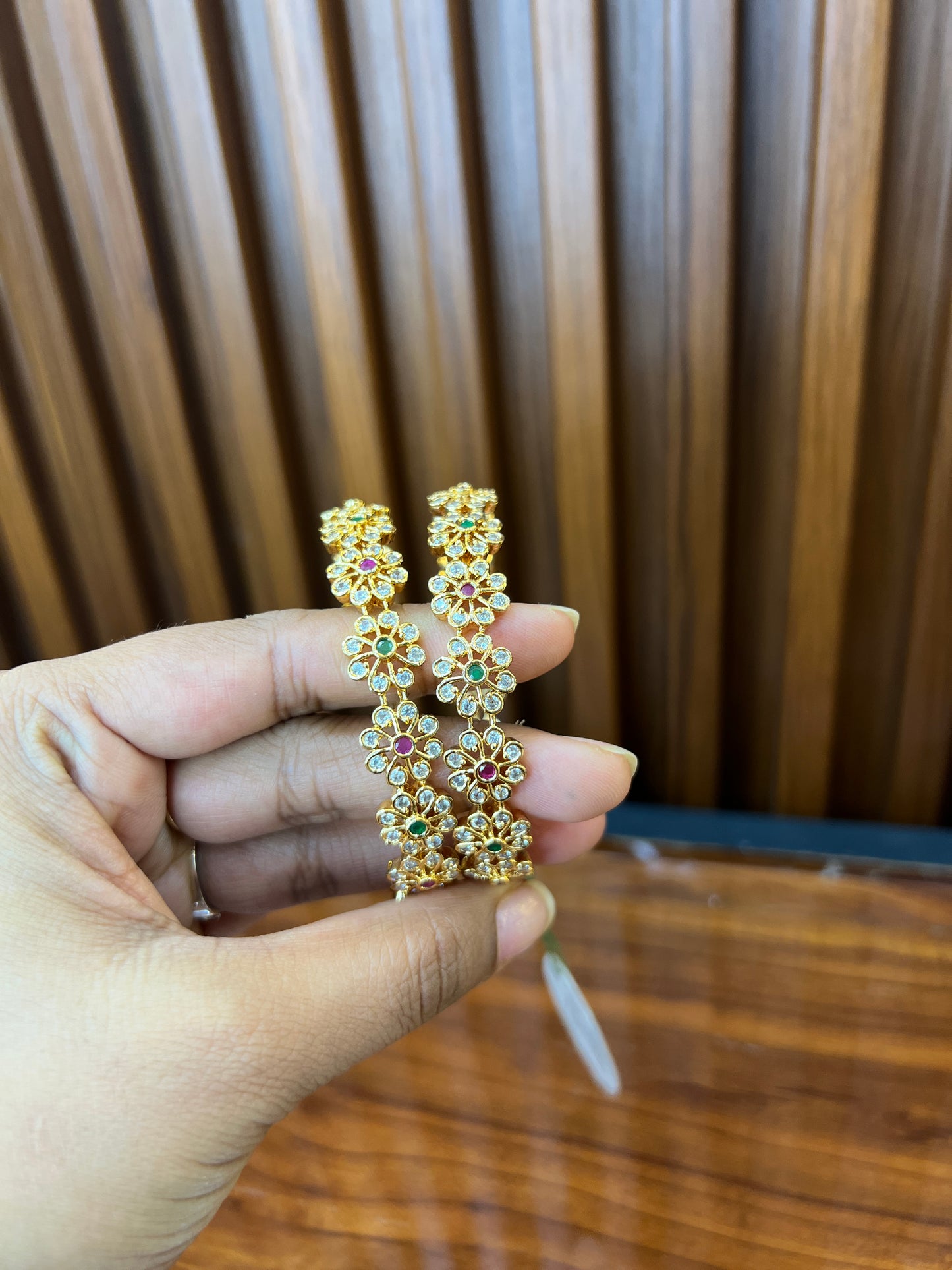 Floral Gold Bangles with a Sparkly Twist