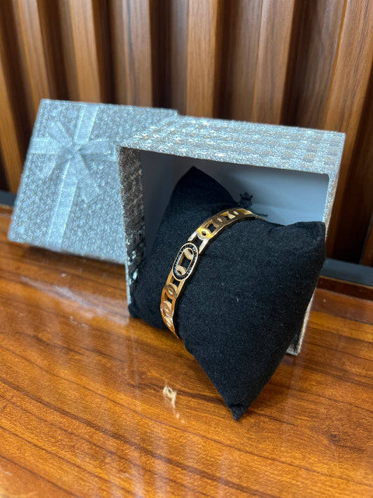 Elegant Black Enamel Link Bracelet