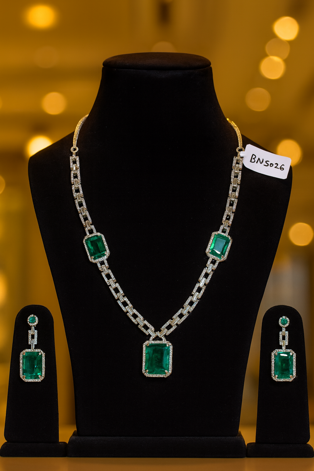 Luxe Emerald & Diamond Necklace Set