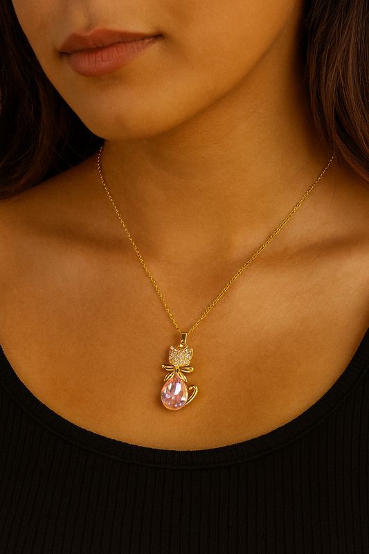 Gleaming Kitty Charm Pendant
