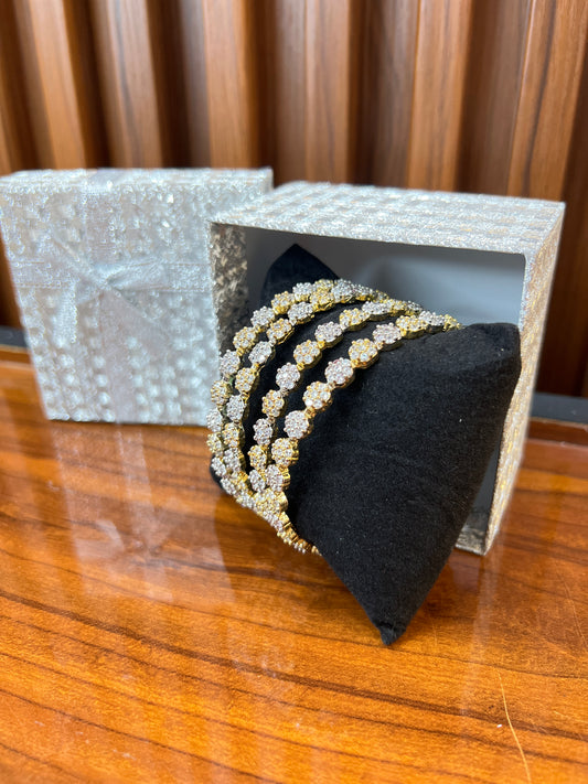 Elegant Floral Sparkle Bangle Set