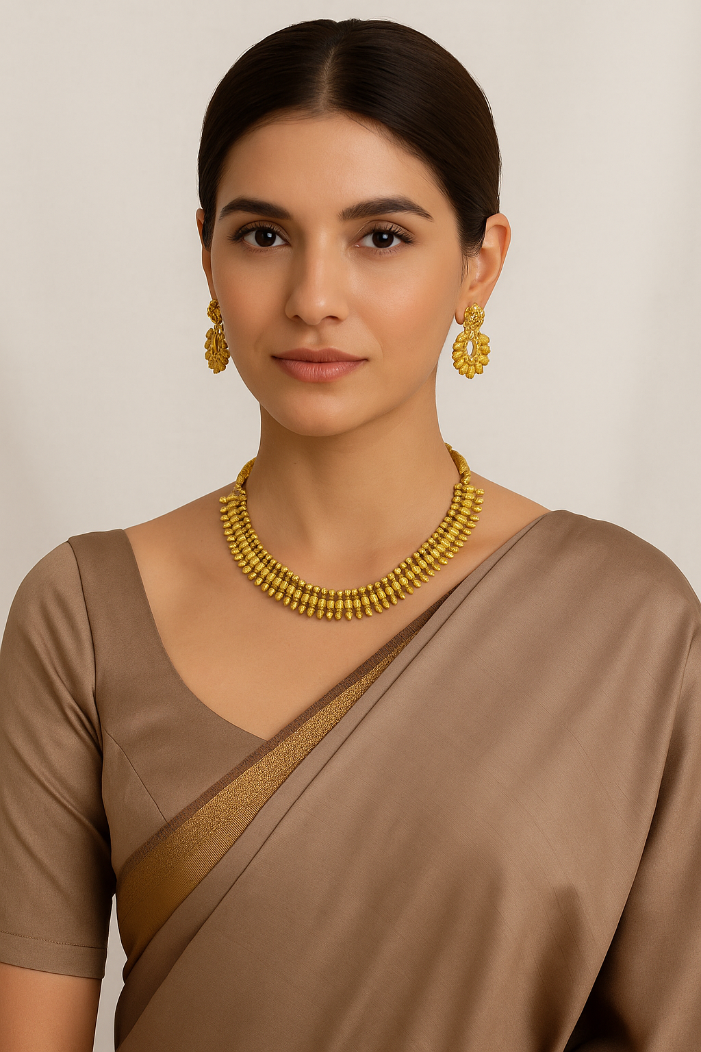 Elegant Matte Temple Necklace Set
