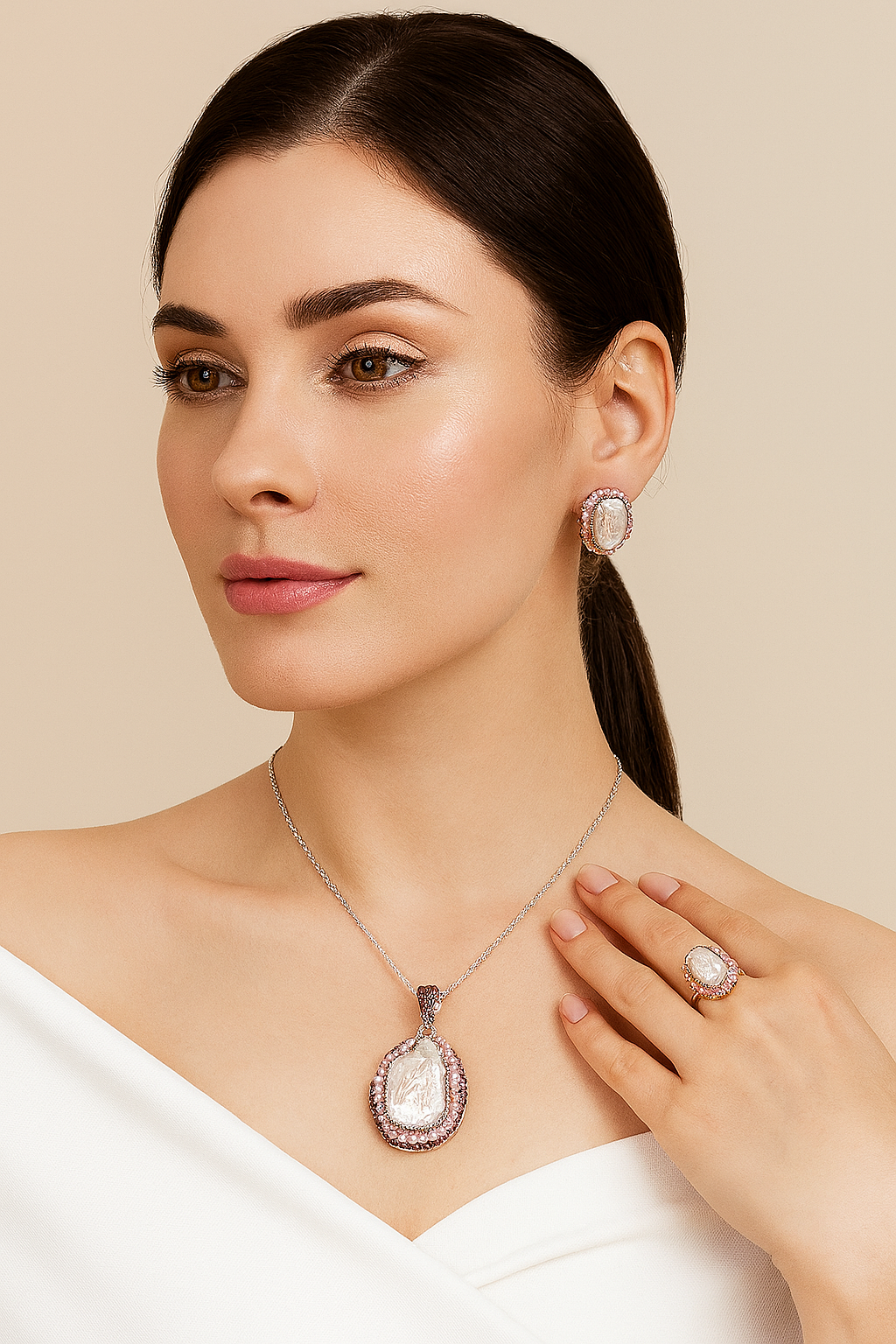 Lustrous Baroque Pearl Pendant Set
