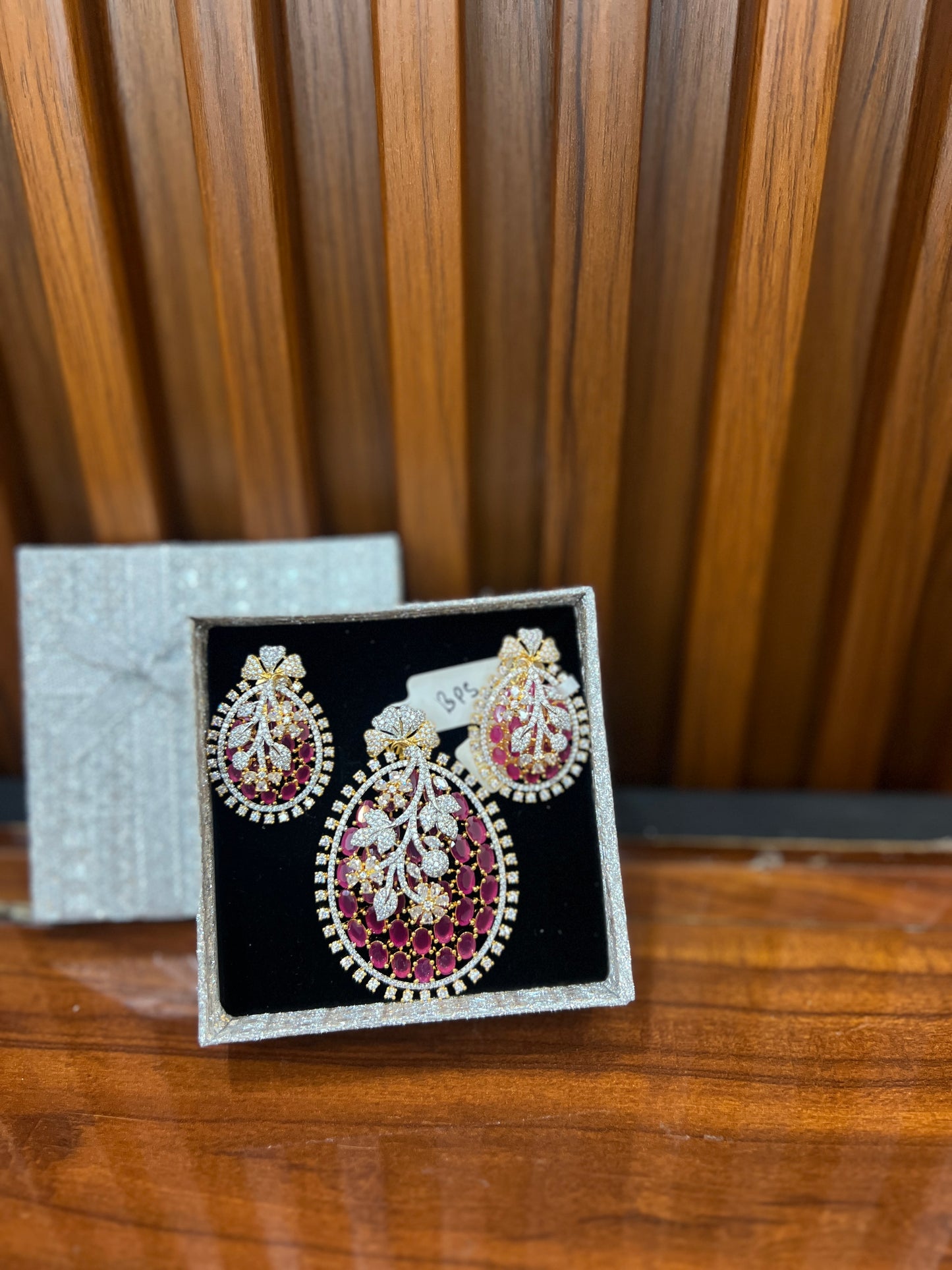 Royal Ruby & Diamond Floral Pendant Set