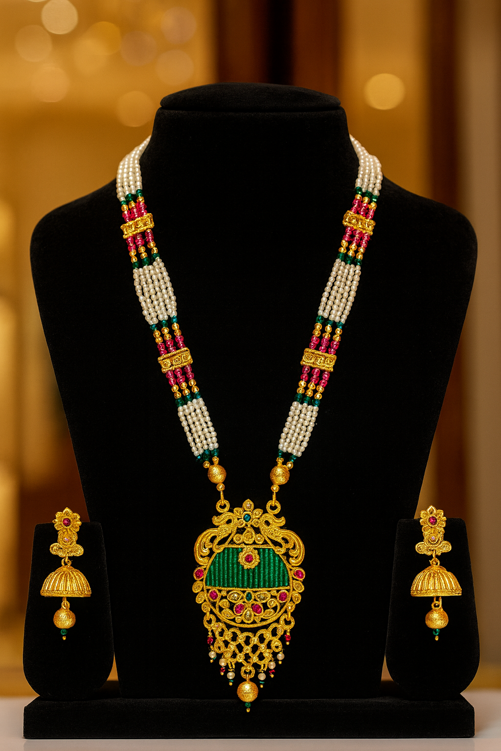 Regal Pearl & Temple Necklace Set