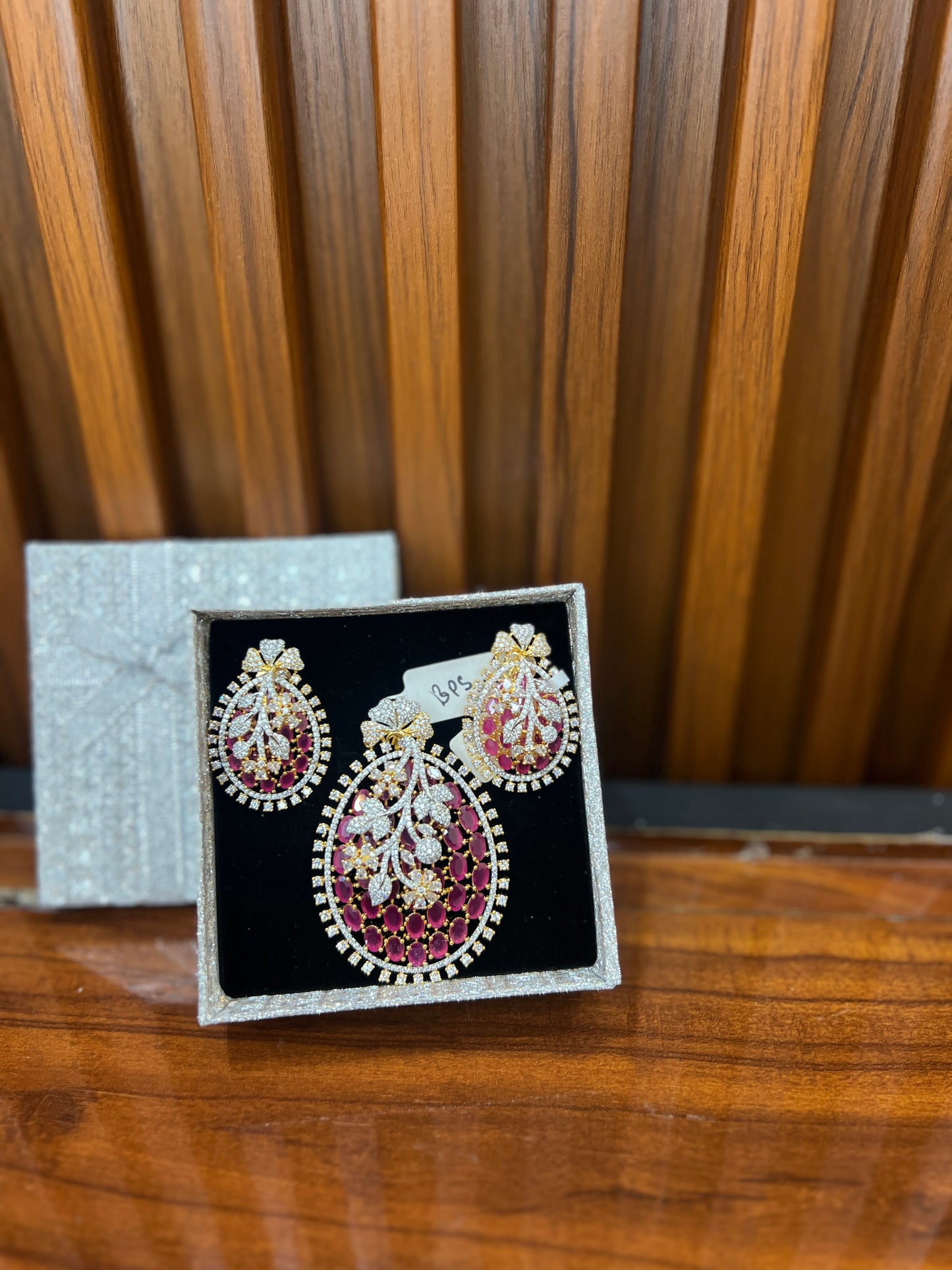 Royal Ruby & Diamond Floral Pendant Set