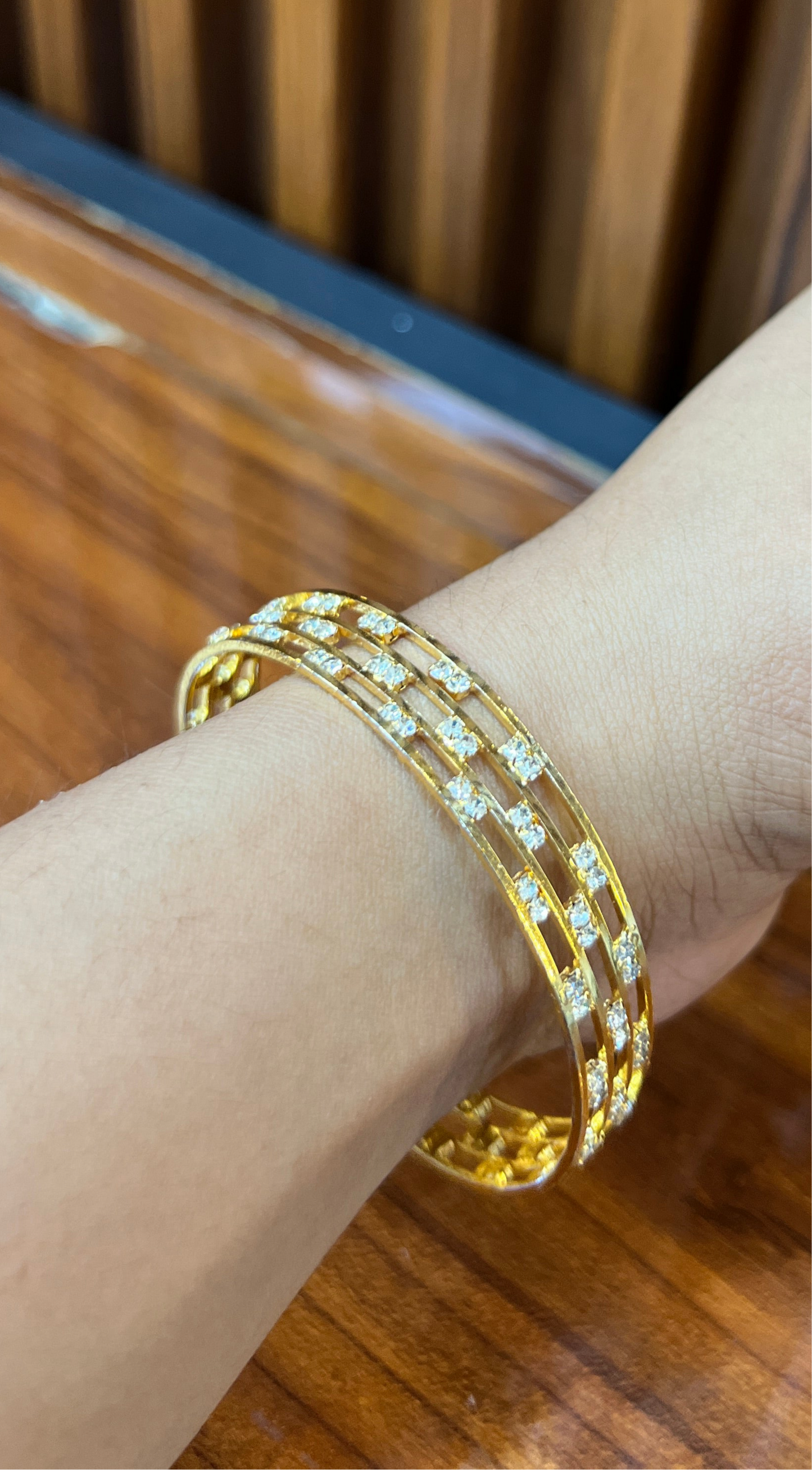 Royal Radiance Triple-Striped Gold Bangles