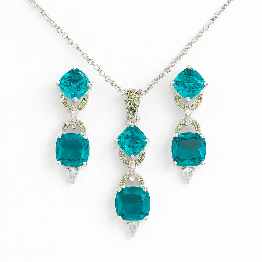 Emerald Elegance Drop Pendant Set