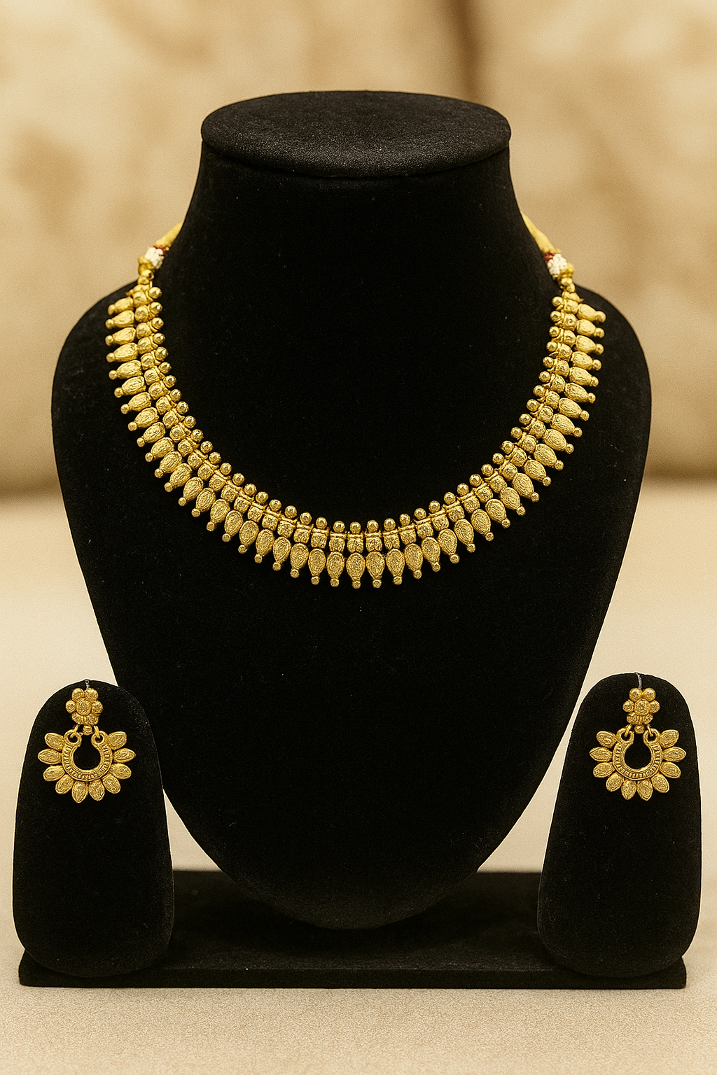 Elegant Matte Temple Necklace Set