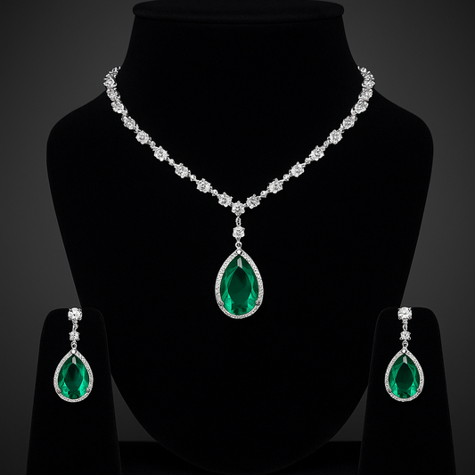 Emerald Drop Necklace Set