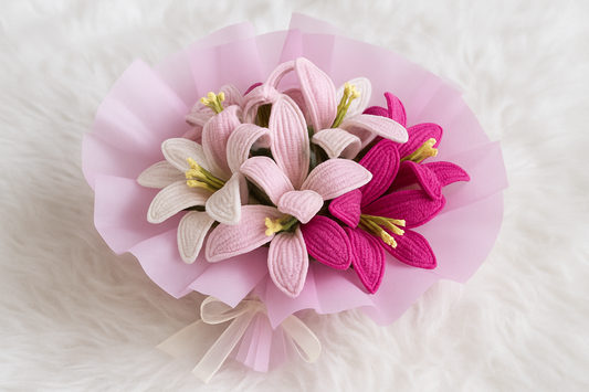 Blush Bloom Crochet Lily Bouquet