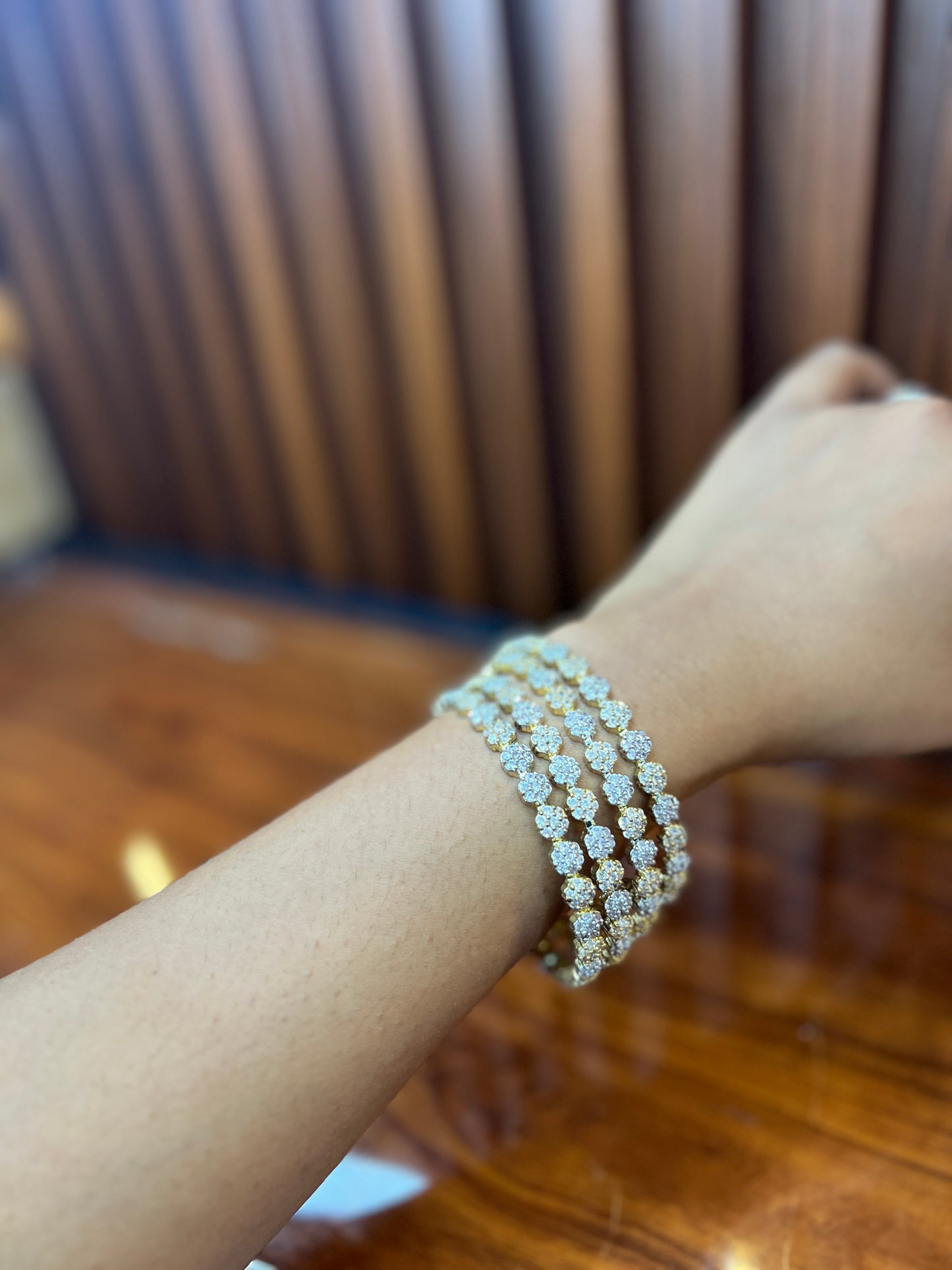 Elegant Floral Sparkle Bangle Set