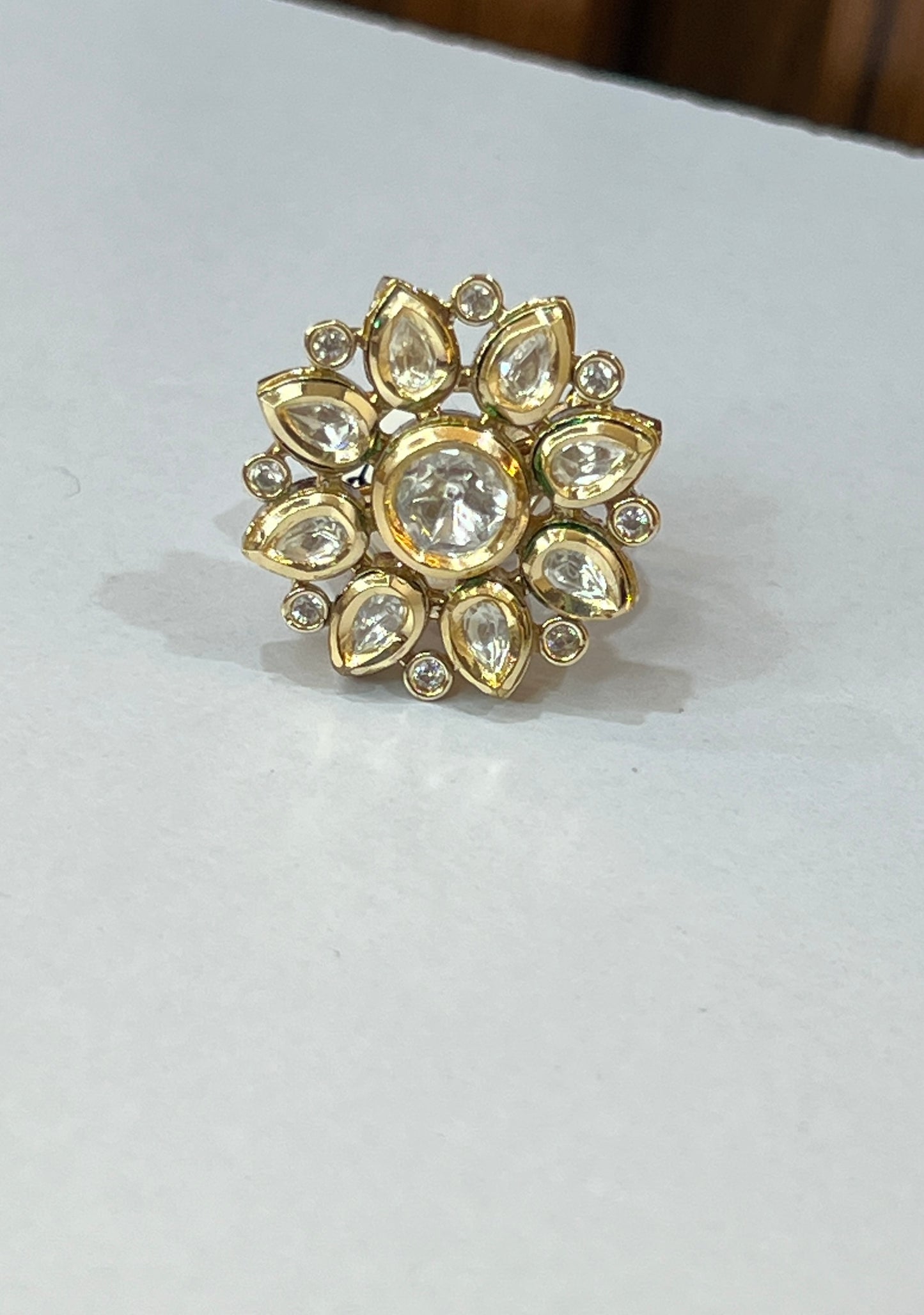 Radiant Floral Kundan Statement Ring