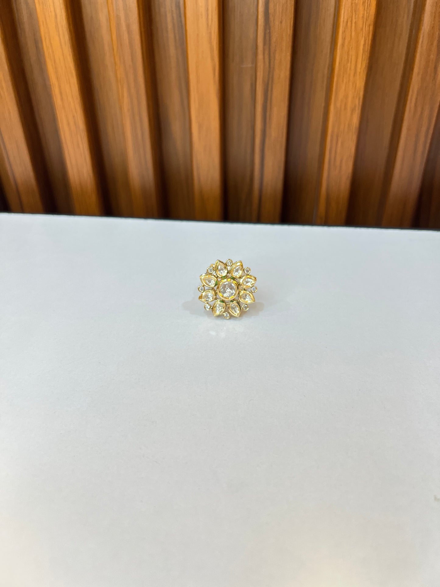 Radiant Floral Kundan Statement Ring
