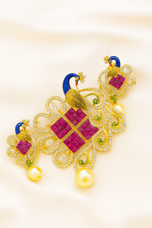 Regal Peacock Pendant Set