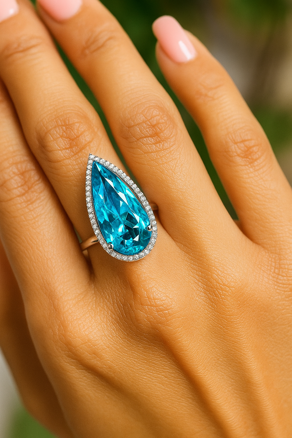 Ocean Drop Pear-Cut Cocktail Ring