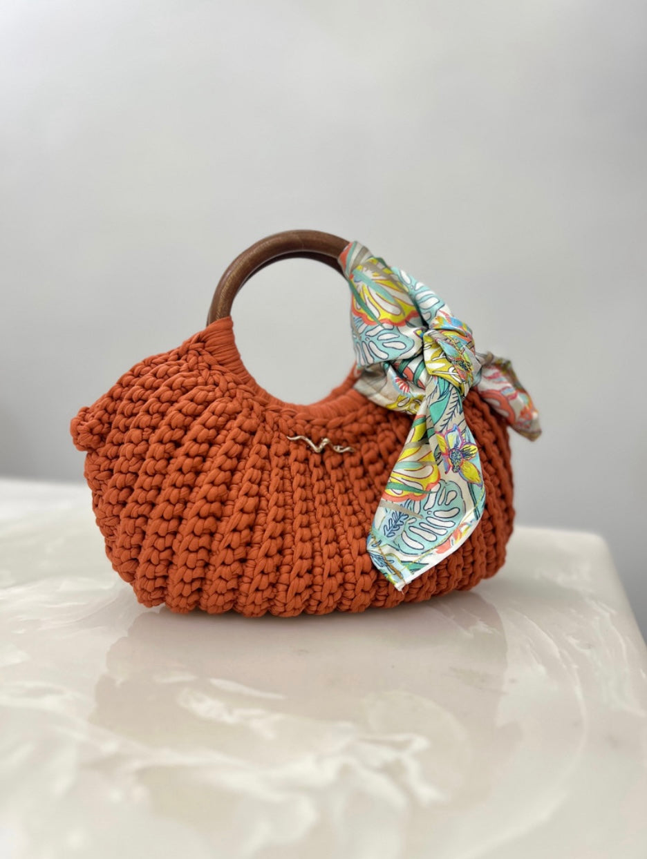 Crochet Handbag Set with Wooden Handles